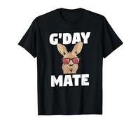 G'Day Mate Funny Australian Kangaroo Aussie Australia T-Shirt, Men, Black, Large