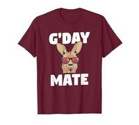 G'Day Mate Funny Australian Kangaroo Aussie Australia T-Shirt, Men, Burgundy, X-Large