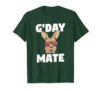 G'Day Mate Funny Australian Kangaroo Aussie Australia T-Shirt, Men, Dark Green, Large