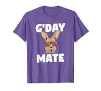 G'Day Mate Funny Australian Kangaroo Aussie Australia T-Shirt, Men, Purple Heather, Small