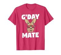 G'Day Mate Funny Australian Kangaroo Aussie Australia T-Shirt, Men, Red Heather, Large