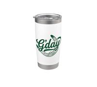 G'Day Script with Aboriginal Dot Art Boomerang Kangaroo Emu Stainless Steel Insulated Tumbler