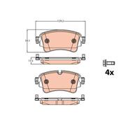 GDB2132 BRAKE PAD SET, DISC BRAKE TRW