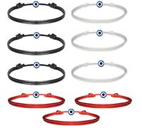 GDBAIXIMY Turkey Evil Eye Bracelets Amulet Lucky Protection Kabbalah Mal de ojo for Men Women Red String Black White 9PCs