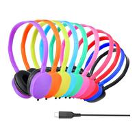 GDBOMA Type C Headphones Bulk for Classroom School Kids 10 Pack,USB C Wired Headphones for School,Phone,Tablet,Laptop,PC,Online Class,Meeting,Web Conference,Practice,Test Mixed Colors