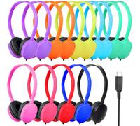 GDBOMA Type C Headphones Bulk for Classroom School Kids 20 Pack,USB C Wired Headphones for School,Phone,Tablet,Laptop,PC,Online Class,Meeting,Web Conference,Practice,Test Mixed Colors