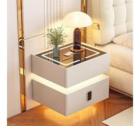 GDBTDL Modern Bedside Table,Luxury Smart Nightstand with LED Backlight, Wireless Charging, USB Ports, Combination Lock and 2 Silent Drawers,for Bedroom or Living Room