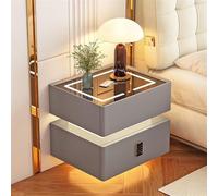 GDBTDL Modern Bedside Table,Luxury Smart Nightstand with LED Backlight, Wireless Charging, USB Ports, Combination Lock and 2 Silent Drawers,for Bedroom or Living Room