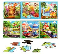 Gdbykds 2 Set Magnetic Puzzles for Kid Ages 3-6 - Dinosaur Puzzle and Transportation Puzzle,Educational Travel Toys Car Plane Activities For Kids, Improve Intelligence Toys - Children's Birthday Gift