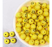 GDBZS 100/200/300/500pcs 8/10mm Smile Beads, Colorful Flat Round Acrylic Craft Beads for DIY Jewelry Making, Bracelet Creation, Kids Crafts