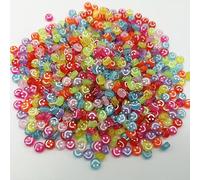 GDBZS 100/200/300pcs 4x7mm Flat Round Transparent Acrylic Smile Face Beads, DIY Smile Beads for Jewelry Making, Bracelet Crafting, Kids Crafts