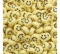 GDBZS 100/300/500pcs Luminous Acrylic Craft Beads, Happy Face Smile Beads, Round 12,18mm Transparent DIY Craft Supply for Jewelry Making, Kids Crafts