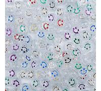 GDBZS 100/300/500pcs Luminous Acrylic Craft Beads, Happy Face Smile Beads, Round 12,18mm Transparent DIY Craft Supply for Jewelry Making, Kids Crafts