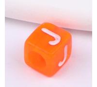 GDBZS 100pcs Acrylic Letter Beads 6mm, Fluorescent Mixed Colors Letter Beads Square for DIY Jewelry Making, Bracelet, Necklace Crafting