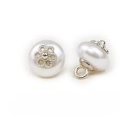 GDBZS 20pcs 10 * 6mm White Silver Small Round Ball Pearl Buttons Half Round Pearl Buttons Decorative Buttons For Cloth Crafting Resin Shank Button