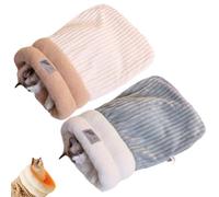 GDCARSL Cat Sleeping Bag, Cats Winter Sleeping Bag for Indoor Cats Cozy Plush Cat Cave Bed, Self-Warming Pet Snuggle Sack for Kitten Puppy Small Dogs (B-Grey Blue + Beige, L-21"x17.7")