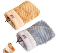 GDCARSL Cat Sleeping Bag, Cats Winter Sleeping Bag for Indoor Cats Cozy Plush Cat Cave Bed, Self-Warming Pet Snuggle Sack for Kitten Puppy Small Dogs (B-Grey Blue + Brown, L-21"x17.7")