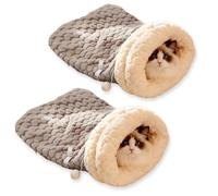 GDCARSL Cat Sleeping Bag, Cats Winter Sleeping Bag for Indoor Cats Cozy Plush Cat Cave Bed, Self-Warming Pet Snuggle Sack for Kitten Puppy Small Dogs (A-Grey 2pcs, L-21"x17.7")