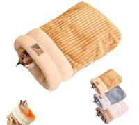 GDCARSL Cat Sleeping Bag, Cats Winter Sleeping Bag for Indoor Cats Cozy Plush Cat Cave Bed, Self-Warming Pet Snuggle Sack for Kitten Puppy Small Dogs (B-Brown 1 pcs, L-21"x17.7")