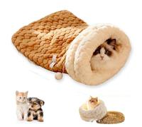 GDCARSL Cat Sleeping Bag, Cats Winter Sleeping Bag for Indoor Cats Cozy Plush Cat Cave Bed, Self-Warming Pet Snuggle Sack for Kitten Puppy Small Dogs (A-Khaki 1pcs, L-21"x17.7")
