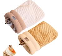 GDCARSL Cat Sleeping Bag, Cats Winter Sleeping Bag for Indoor Cats Cozy Plush Cat Cave Bed, Self-Warming Pet Snuggle Sack for Kitten Puppy Small Dogs (B-Brown + Beige, L-21"x17.7")