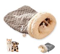 GDCARSL Cat Sleeping Bag, Cats Winter Sleeping Bag for Indoor Cats Cozy Plush Cat Cave Bed, Self-Warming Pet Snuggle Sack for Kitten Puppy Small Dogs (A-Grey 1pcs, L-21"x17.7")