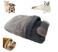 GDCARSL Cat Sleeping Bag for Indoor Cats, Winter Cat Cave Bed Sleeping Bag with Detachable Pillow, Self Warming Pet Nest for Cats and Puppies (Dark Grey, 25.5 * 19.6in)