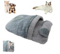 GDCARSL Cat Sleeping Bag for Indoor Cats, Winter Cat Cave Bed Sleeping Bag with Detachable Pillow, Self Warming Pet Nest for Cats and Puppies (Grey, 25.5 * 19.6in)