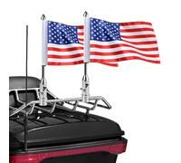 Gdcreestar RONGZHI 2 Pack Motorcycle Flagpole Mount and American USA Flag 6x9 Inch Foldable 90° Flag Pole Holder Bracket Fit for 1/2'' Luggage Rack Harley Touring Spring Honda Goldwing etc.