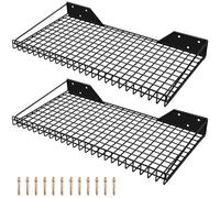 GDDGHS 2 Pack Black Metal Garage Wall Shelf, 23.5" x 12", Heavy Duty, Holds Up to 66 Lbs, Ideal for Garage, Office, Basement, Kitchen, Bathroom
