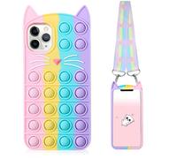 GDDJONG Fidget Pop Phone Case for iPhone 11 Pro, Kawaii Case for iPhone 11 Pro, Stress Relief Push Pop Bubble 3D Cartoon Funny Cute Soft Silicone Design Cover for Women Girls Kids Boys