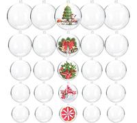 Gddochn 25 Pcs Clear Plastic Fillable Ornaments,Acrylic Clear Plastic Ornaments Balls,DIY Bath Bomb Mold for Christmas,Wedding,Party,Home Decor(5 Size,30mm,40mm,50mm,60mm,70mm)
