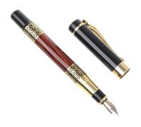 GddOGUK Fountain Pens for Business Student Imitation Red Wood with Carved Flower Nib 0.5 mm Calligraphy Pen Supplies Writing Pen