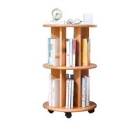GddOGUK Shelf Book Solid Wood Bookshelves with 360°swivel Pulleys Rack Bookcase 2 Tiers Simple Round Book Shelf Fashion Rotating Bookshelf stability