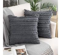 GDDUOYUE Autumn Charm: Set of 2 Corduroy Throw Pillow Covers - Euro & Boho Style Decorative Delights!,dark gray,13×20in