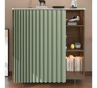 GDDUOYUE Self-Adhesive Cabinet Curtains with Closet Curtain and Shelf Curtain - No Drill Linen-Like Fabric for Dust Protection & Privacy, Fit for Bookshelf and Wardrobe,C,W39in/H63in