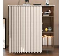 GDDUOYUE Self-Adhesive Cabinet Curtains with Closet Curtain and Shelf Curtain - No Drill Linen-Like Fabric for Dust Protection & Privacy, Fit for Bookshelf and Wardrobe,E,W39in/H39in