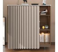 GDDUOYUE Self-Adhesive Cabinet Curtains with Closet Curtain and Shelf Curtain - No Drill Linen-Like Fabric for Dust Protection & Privacy, Fit for Bookshelf and Wardrobe,A,W24in/H39in
