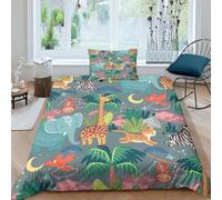 GDEKCIEAS African Animals - Safari Night Duvet Cover Set,Boys Bedding Set,2 Pieces Modern Bedding Sets with Zipper Closure,Ultra Soft And Easy Care Single（135x200cm）