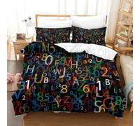GDEKCIEAS Alphabet And Number Duvet Cover Set 3 Pcs for Teens Kids Adults Ultra Soft Microfiber Comforter Cover Decorative 3D Bedding Set Quilt Cover Breathable Bedroom Decor Double（200x200cm）