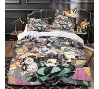 GDEKCIEAS Anime 3D Demon Slayer 3D Bedding Set for Girls,3Pcs Duvet Cover Microfiber with Zipper,Soft And Breathable Quilt Cover for Teens And Kids King(220x240cm)