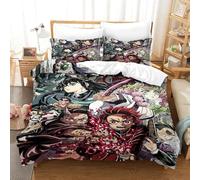 GDEKCIEAS Anime 3D Demon Slayer 3Pcs Bedding Set for Kids,Duvet Cover Microfiber with Zipper,Decorative Quilt Cover for Boys And Girls Bedroom Double(200x200cm)