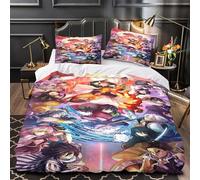 GDEKCIEAS Anime 3D Demon Slayer Bedding Set for Boys,3Pcs Comforter Cover with Decorative Quilt Design,Soft Duvet Cover for Teens And Kids King（220x240cm）