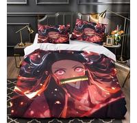 GDEKCIEAS Anime 3D Demon Slayer Bedding Set for Kids,3Pcs Duvet Cover with Zipper Closure,Ultra Soft & Breathable,Perfect for Boys And Girls King（220x240cm）