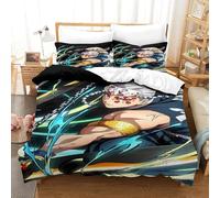 GDEKCIEAS Anime 3D Demon Slayer Bedding Set for Teens,3 Pieces Ultra Soft Duvet Cover,Comforter with Zipper Closure,Lightweight Quilt Cover Single(140x200cm)