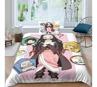 GDEKCIEAS Anime 3D Demon Slayer Duvet Cover 3D Bedding Quilt Cover Duvet Cover Soft Microfiber Comforter Cover 2Pcs for Teens Adults Kids Single(135x200cm)