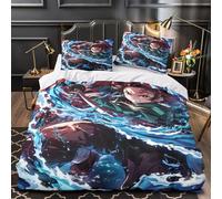 GDEKCIEAS Anime 3D Demon Slayer Duvet Cover 3D Bedding Set,Soft Comforter Cover with Decorative Quilt Cover,3Pcs for Teens And Kids King（220x240cm）