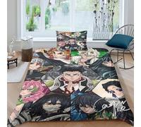 GDEKCIEAS Anime 3D Demon Slayer Duvet Cover 3D Bedding Set,Soft Comforter Cover with Decorative Quilt Cover,2Pcs for Teens And Kids Single(135x200cm)