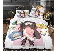 GDEKCIEAS Anime 3D Demon Slayer Duvet Cover Comforter Cover for Teens Adults Kids Bedding Set Breathable 3 Pieces Decorative Bed Cover King（220x240cm）