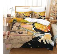 GDEKCIEAS Anime 3D Demon Slayer Teens Bedding Set,3 Pieces Duvet Cover And Comforter Cover,Breathable And Soft Quilt Cover for Boys And Girls Double(200x200cm)